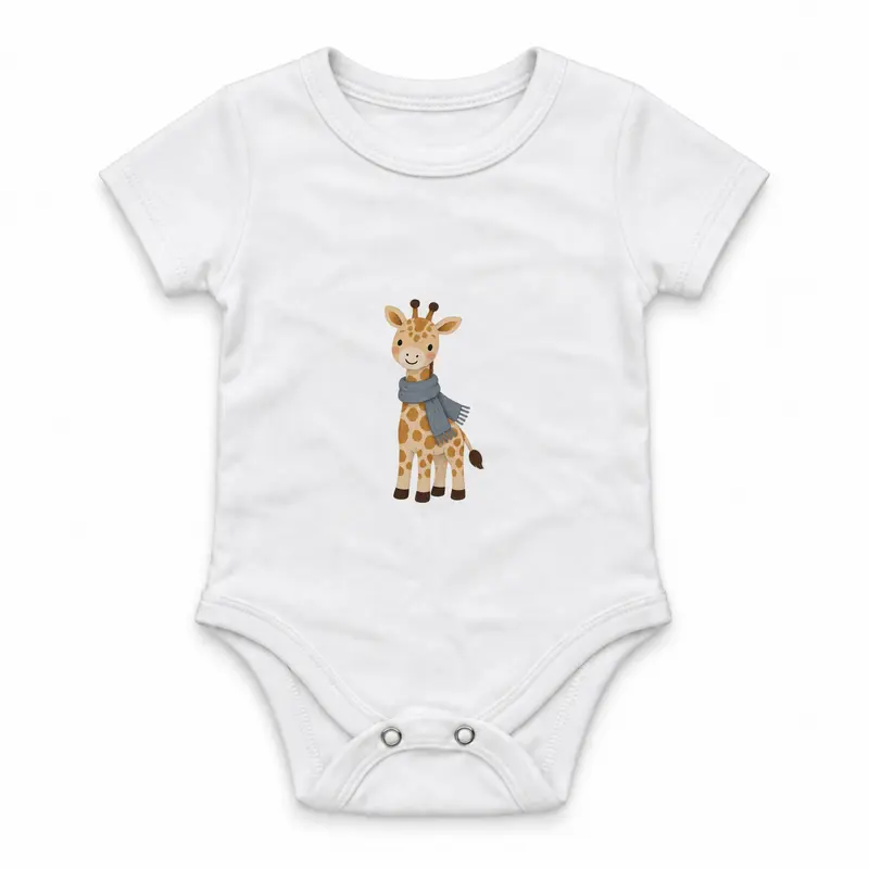 Giraffe in a Blue Scarf Çıtçıtlı Body