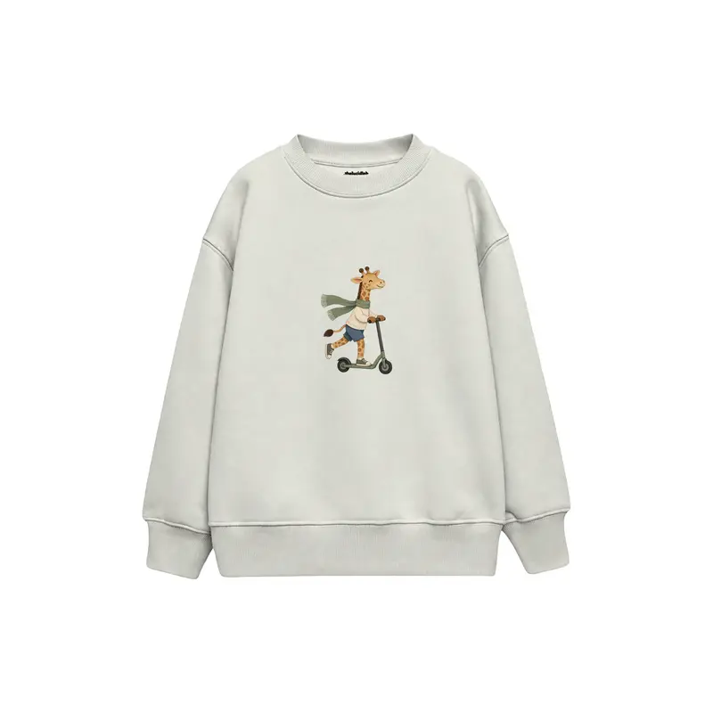Giraffe on a Kick Scooter with a Scarf Çocuk Sweatshirt