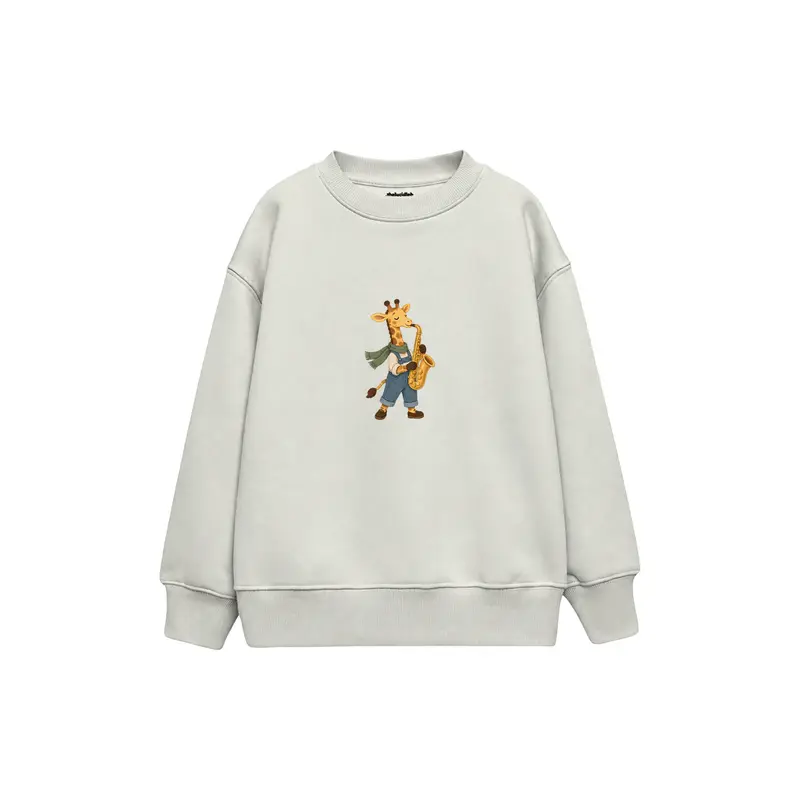 Giraffe Playing a Saxophone Çocuk Sweatshirt