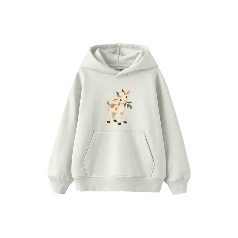 Goat Kid Nibbling a Leaf Çocuk Hoodie