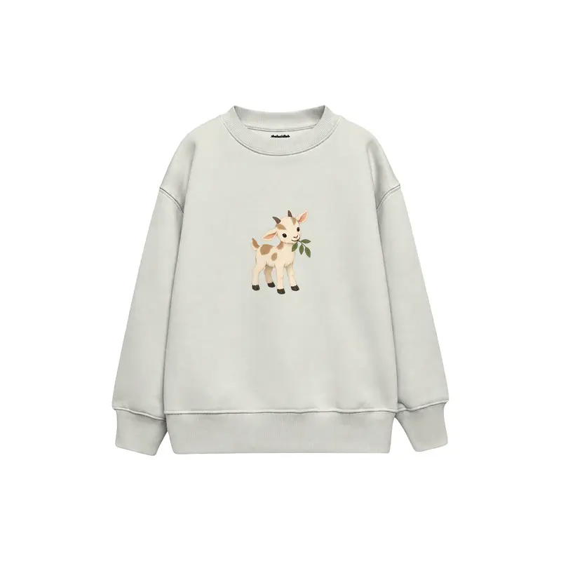 Goat Kid Nibbling a Leaf Çocuk Sweatshirt