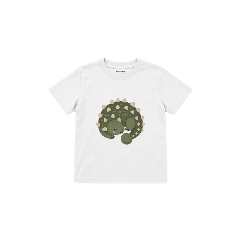 Green Ankylosaurus Curled Up Çocuk Tişört