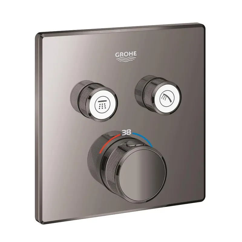 Grohe Grohtherm Smartcontrol Çift Valfli Akış Kontrollü, Ankastre Termostatik Duş Bataryası Hard Graphite -29124A00