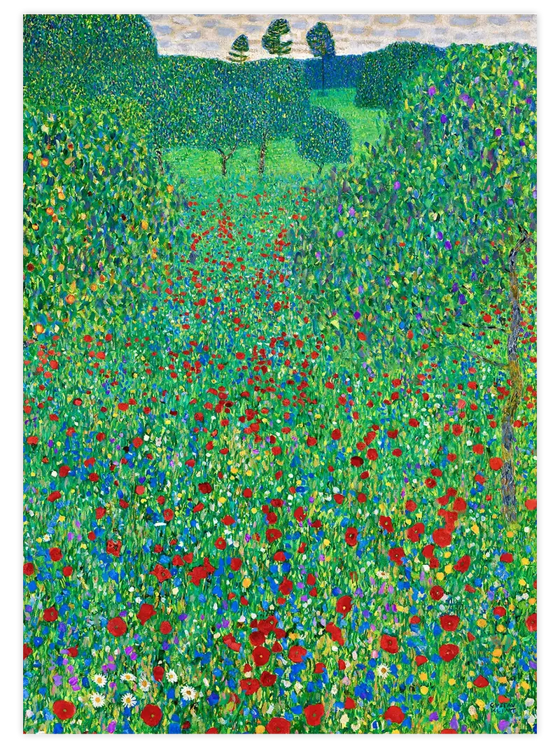 Gustav Klimt Poppy Field - Art Print