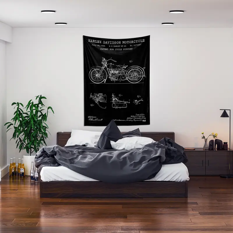 Harley Davidson Model 28B Chalkboard - Motosiklet Duvar Örtüsü