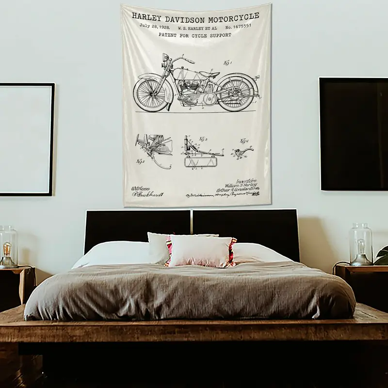 Harley Davidson Model 28B Ivory - Motosiklet Duvar Örtüsü