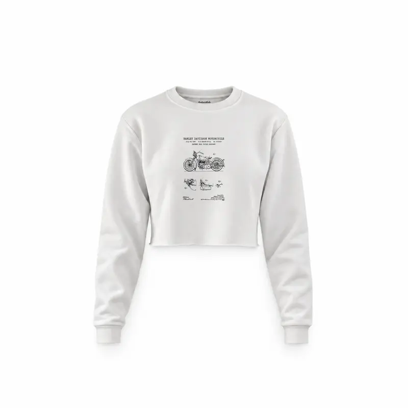 Harley Davidson Model 28B Motosiklet Crop Sweatshirt