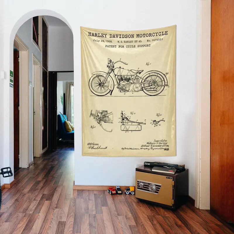 Harley Davidson Model 28B Vintage - Motosiklet Duvar Örtüsü