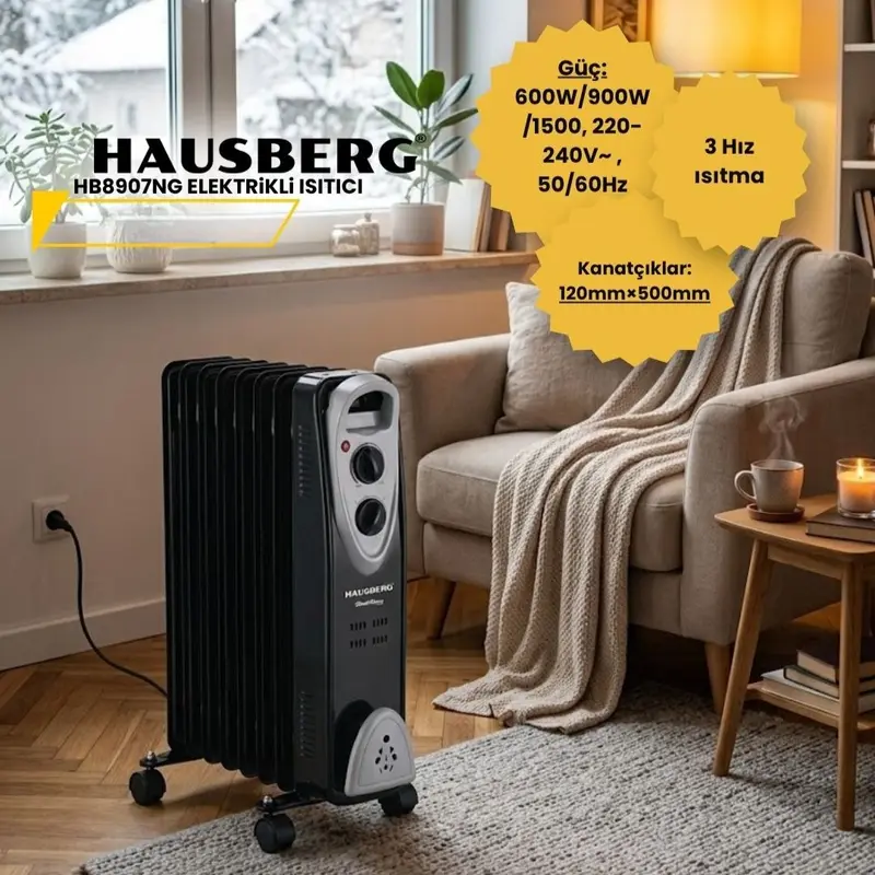 Hausberg Dijital 7 Dilimli Radyatör Isıtıcı Soba