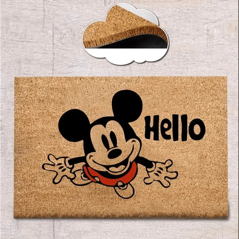 Hello Mickey Mouse Doğal Koko Hindistan Cevizi Kapı Önü Paspas 60x40cm