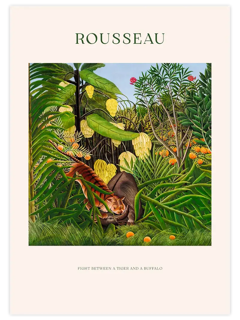 Henri Rousseau Bir Kaplan ve Bir Bufalo Arasındaki Dövüş - Art Print