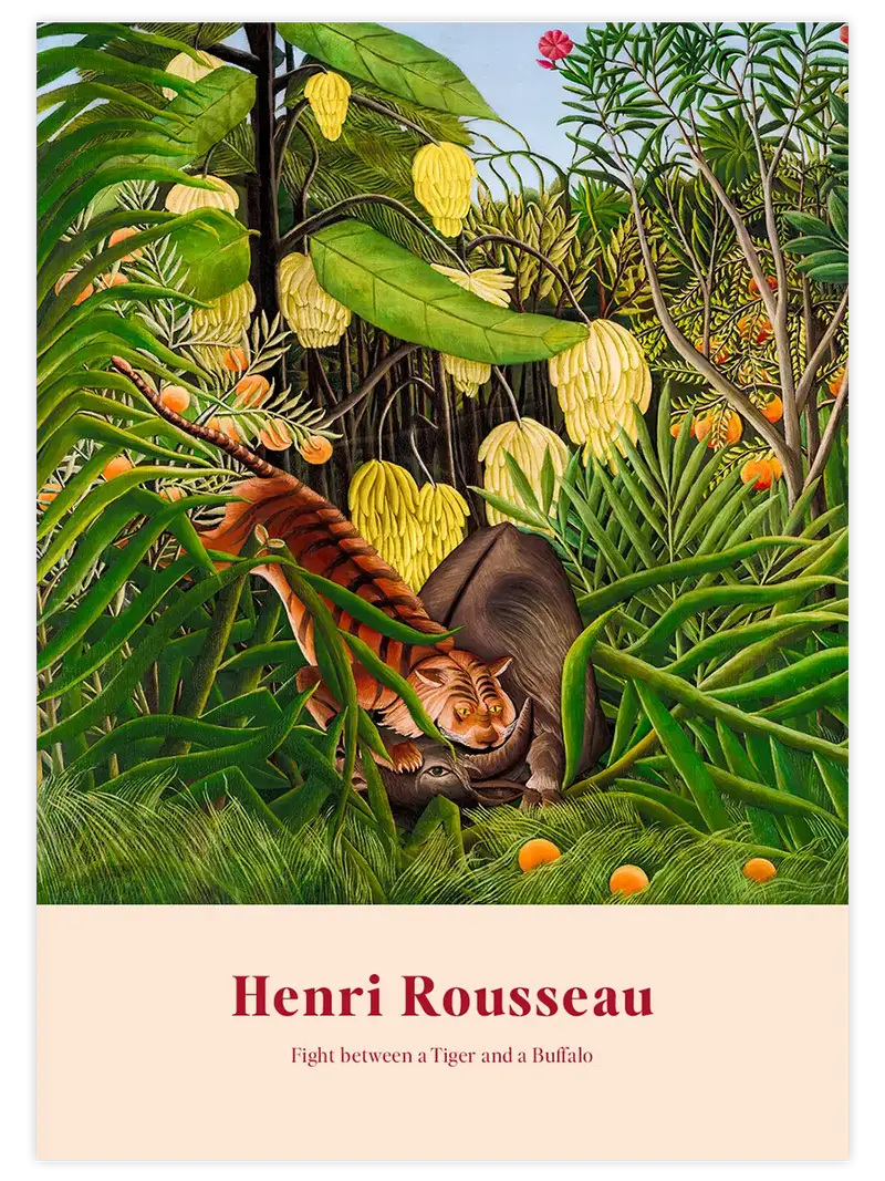 Henri Rousseau Fight between a Tiger and a Buffalo - Art Print