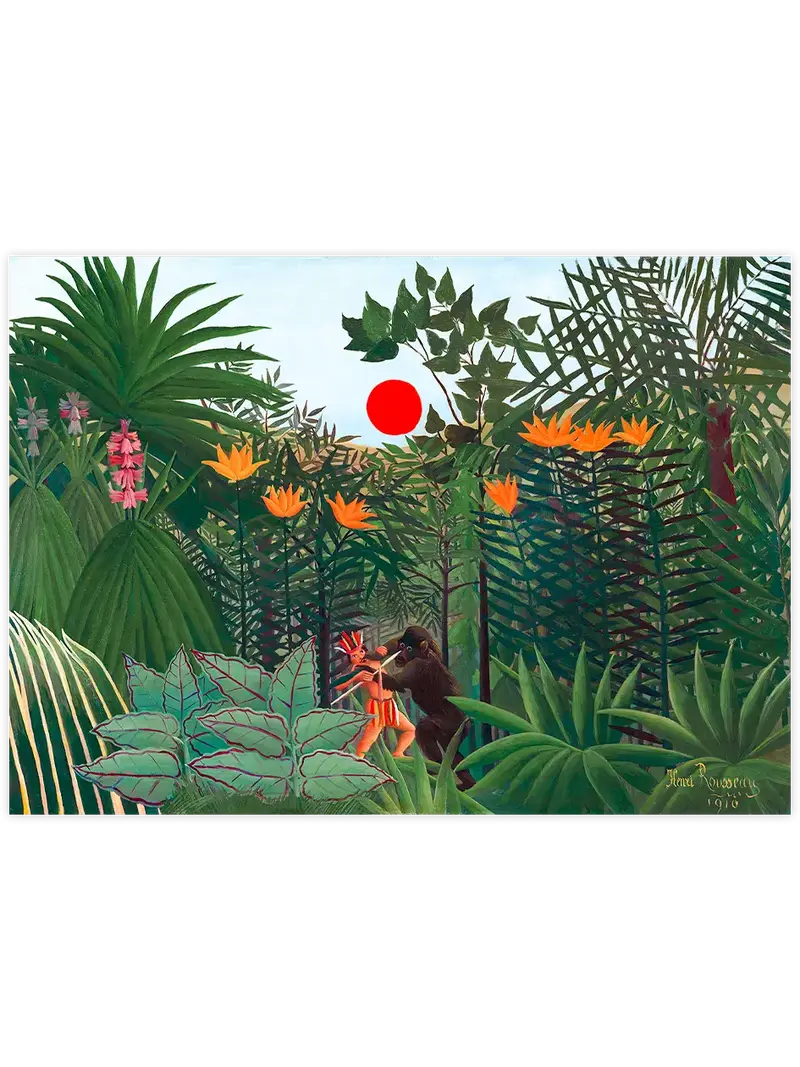 Henri Rousseau Gorille Mücadele Eden Kızılderili - Art Print