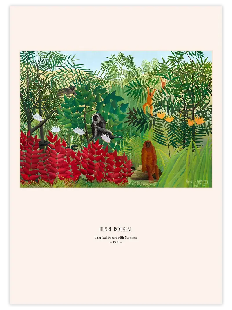 Henri Rousseau Maymunlarla Tropik Orman - Art Print