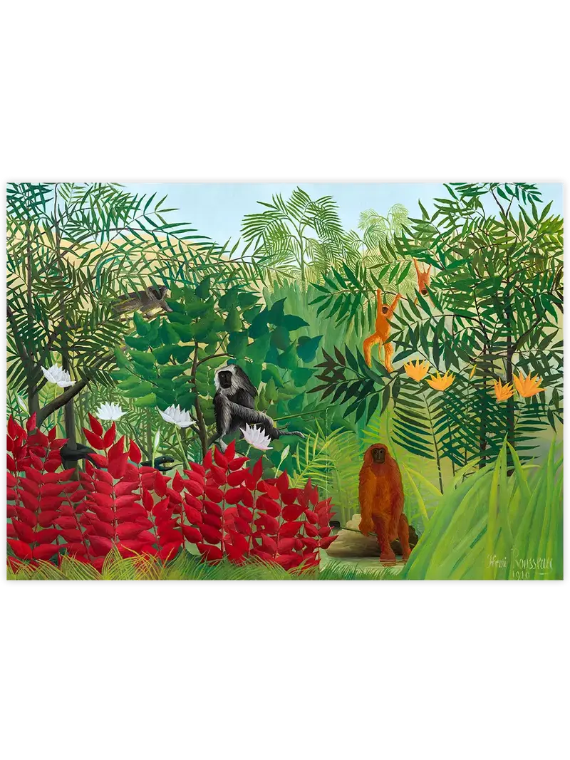 Henri Rousseau Maymunlarla Tropik Orman - Art Print
