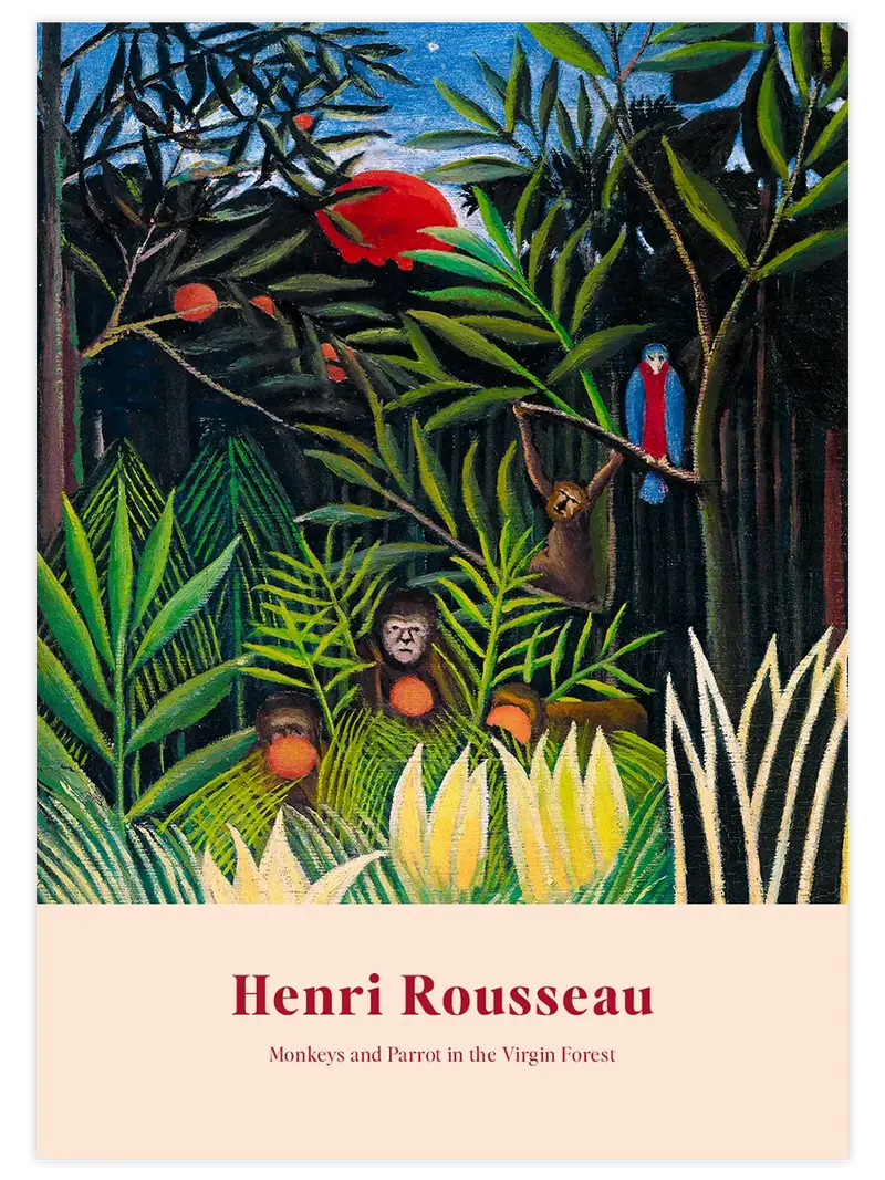 Henri Rousseau Monkeys and Parrot in the Virgin Forest - Art Print