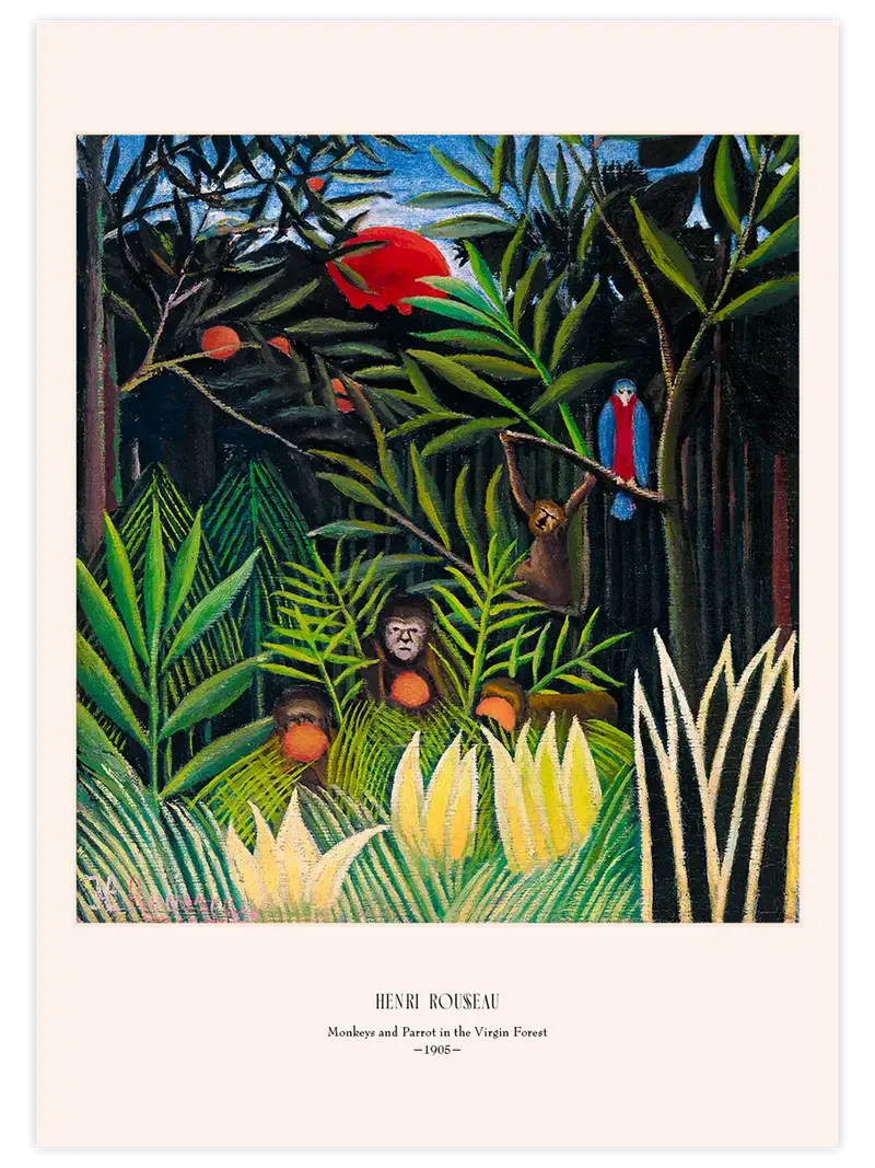 Henri Rousseau Singes et Perroquet dans la Forêt Vierge - Art Print