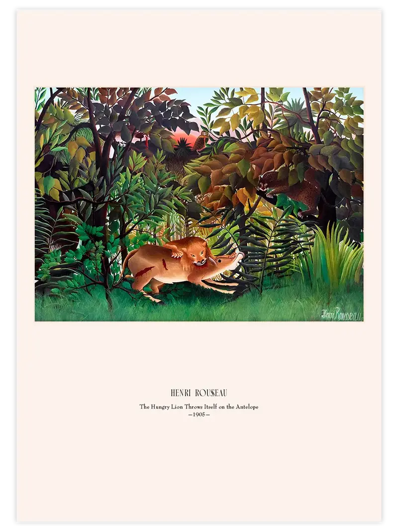 Henri Rousseau The Hungry Lion Throws Itself on the Antelope - Art Print