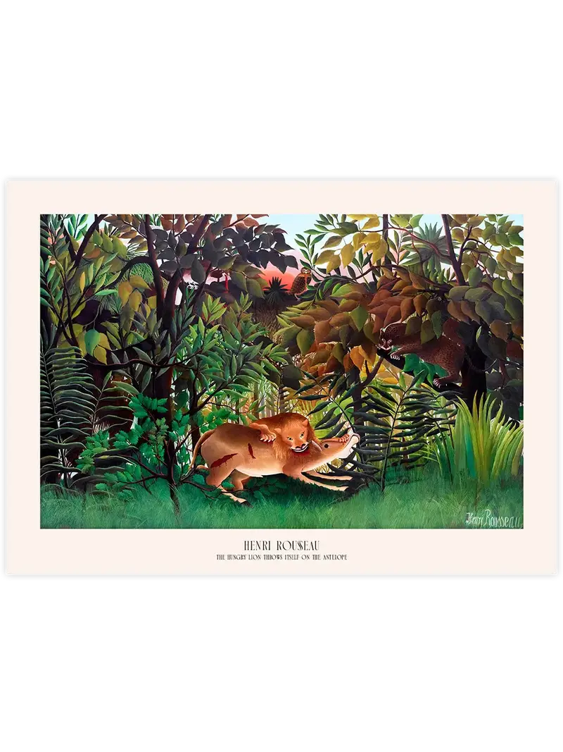 Henri Rousseau The Hungry Lion Throws Itself on the Antelope - Art Print