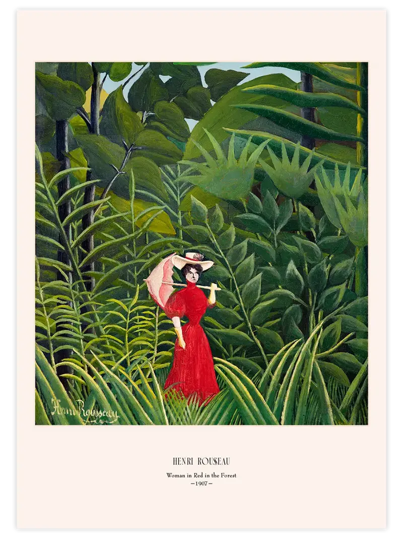 Henri Rousseau Woman in Red in the Forest - Art Print