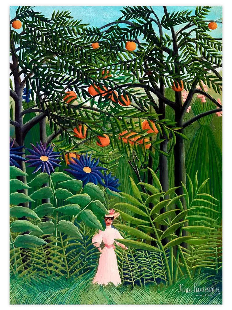 Henri Rousseau Woman Walking in an Exotic Forest - Art Print