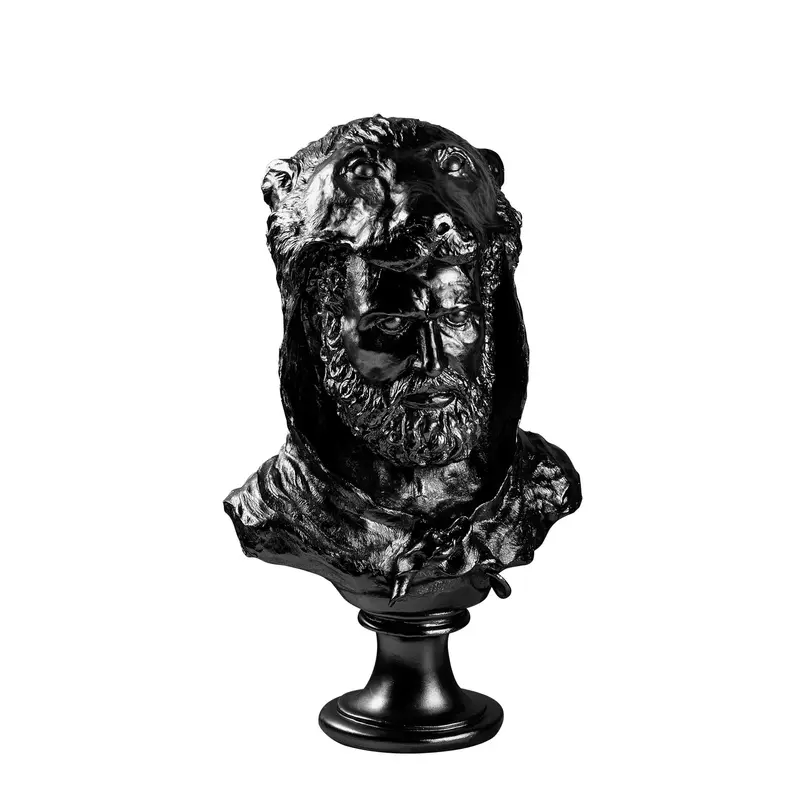 Herakles Aslan Başlıklı Polyester Büst - Siyah
