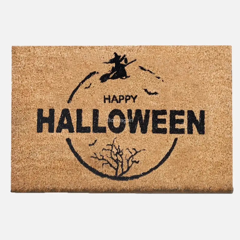 Hey Happy Halloween Doğal Koko Hindistan Cevizi Kapı Önü Paspas 60x40cm