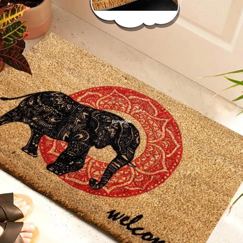 Hint Fil Welcome Ricamato Doğal Koko Hindistan Cevizi Kapı Önü Paspas 60x40cm