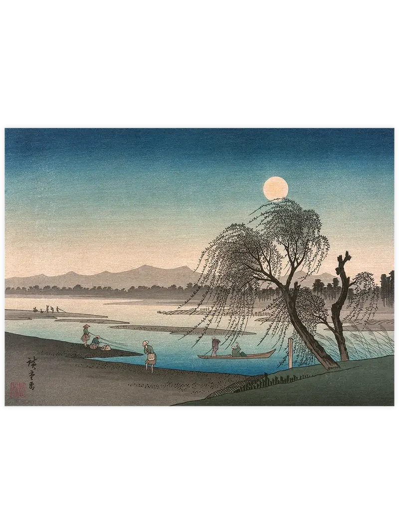 Hiroshige Autumn Moon on the Tama River - Art Print