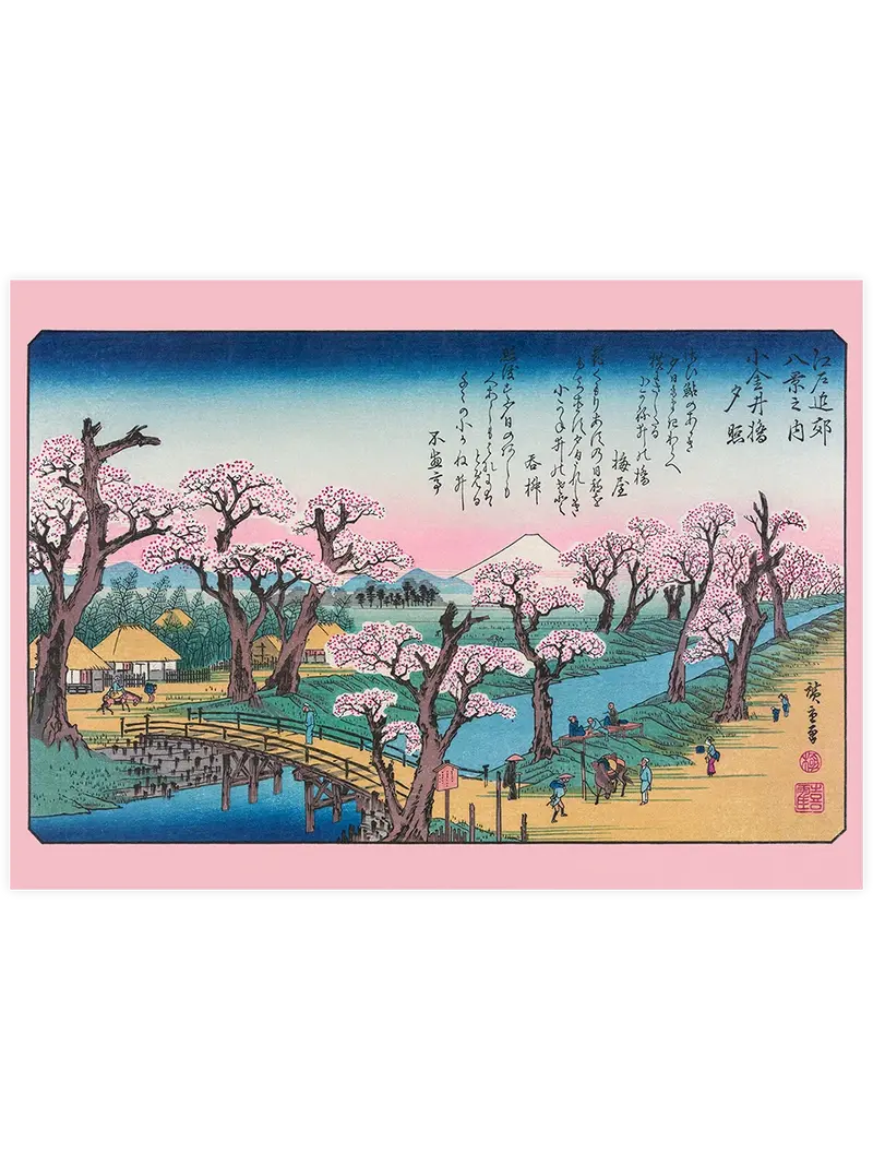 Hiroshige Sunset at Koganei Bridge - Art Print