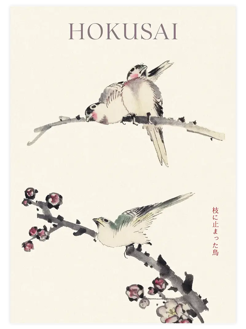 Hokusai Birds and Blossom - Art Print