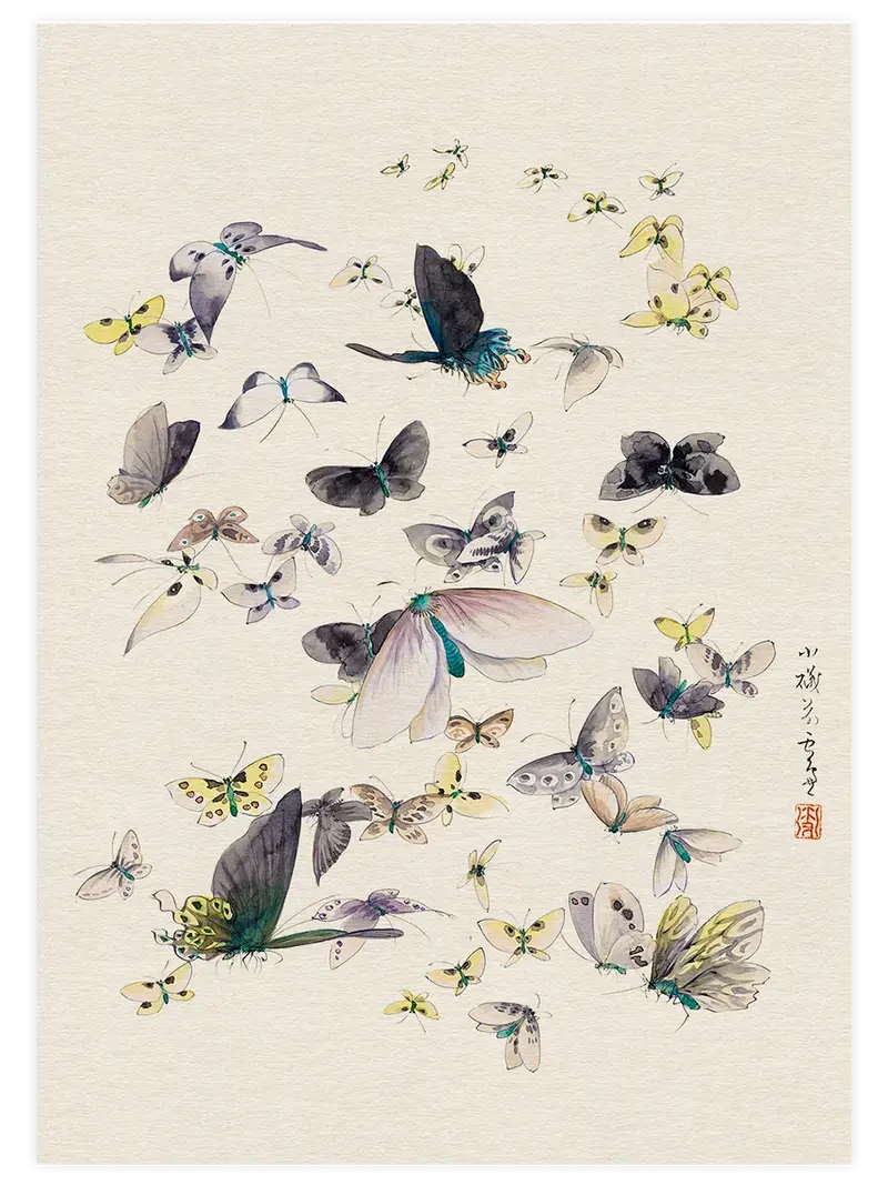 Hokusai Butterflies & Moths - Art Print