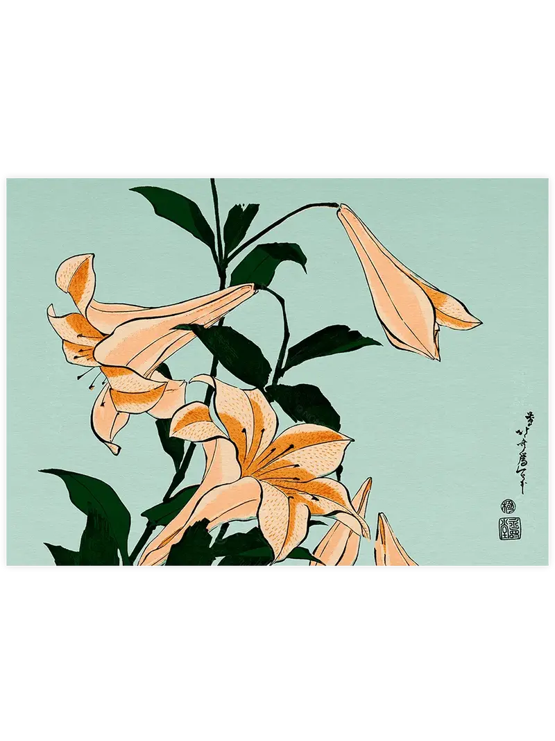 Hokusai Lilies - Art Print