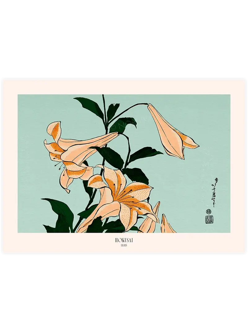 Hokusai Lilies - Art Print