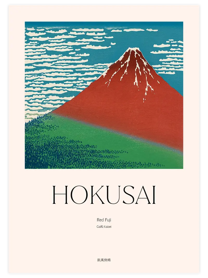 Hokusai Red Fuji - Art Print