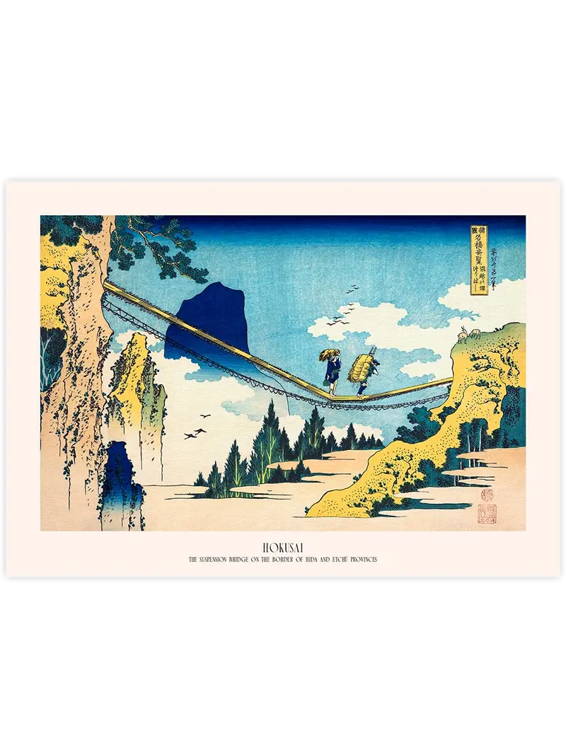 Hokusai The Suspension Bridge on the Border of Hida - Art Print