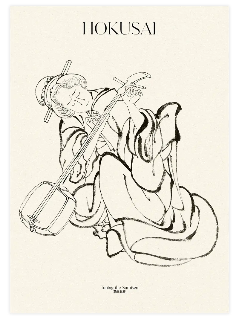 Hokusai Tuning the Samisen - Art Print