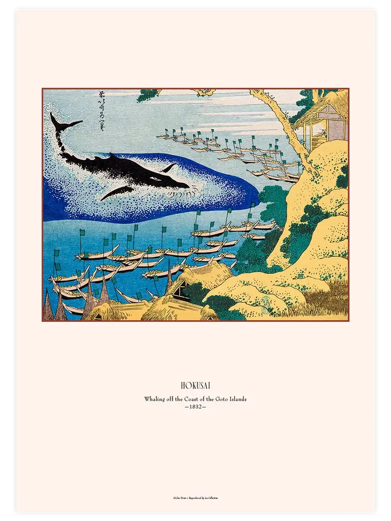 Hokusai Whaling off the Coast - Art Print