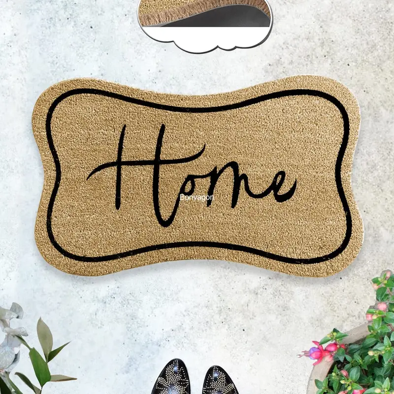 Home 45x75cm Doğal Koko Hindistan Cevizi Kapı Önü Paspas Trano