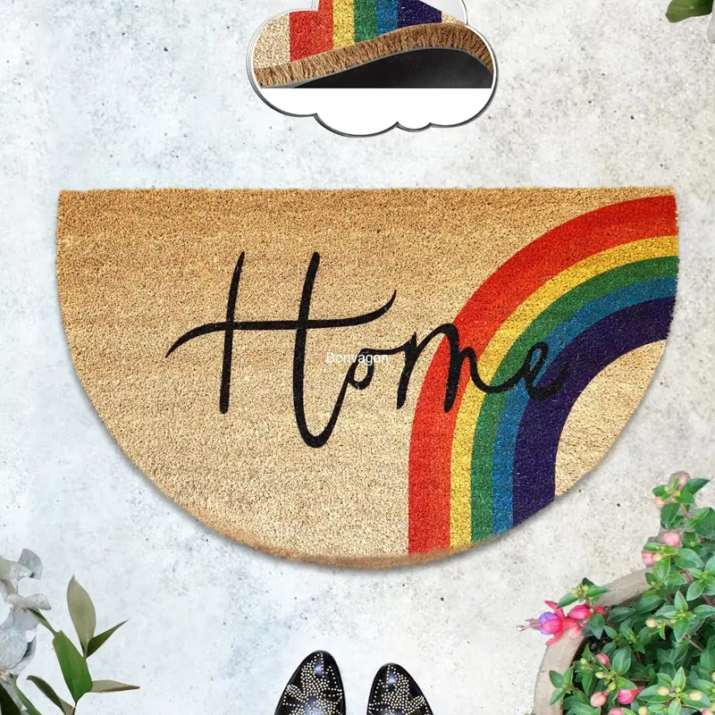 Home Rainbow Albergo 45x75cm Doğal Koko Hindistan Cevizi Kapı Önü Paspas