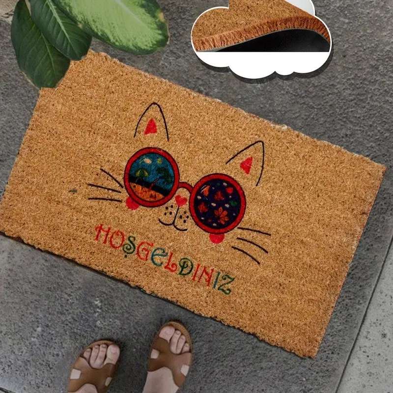 Hoşgeldiniz Sunglasses Doğal Koko Hindistan Cevizi Kapı Önü Paspas 60x40cm