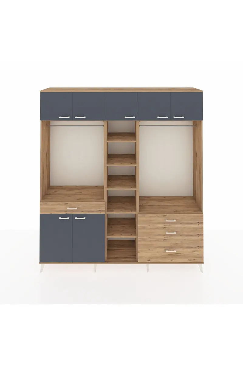 Hyperion Dolap 11 Raflı 4 Çekmeceli 2 Askılı 220x44x243