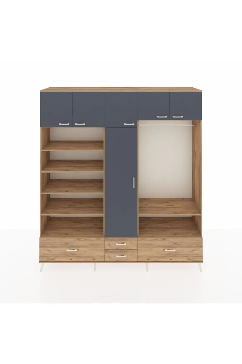 Hyperion Dolap 18 Raflı 4 Çekmeceli Tek Askılı 220x44x243