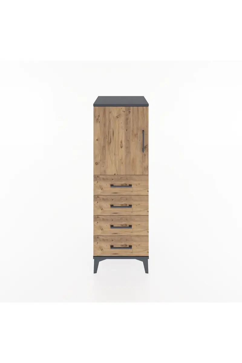 Hyperion Dolap 2 Raflı 4 Çekmeceli Tek Kapaklı 44x44x134