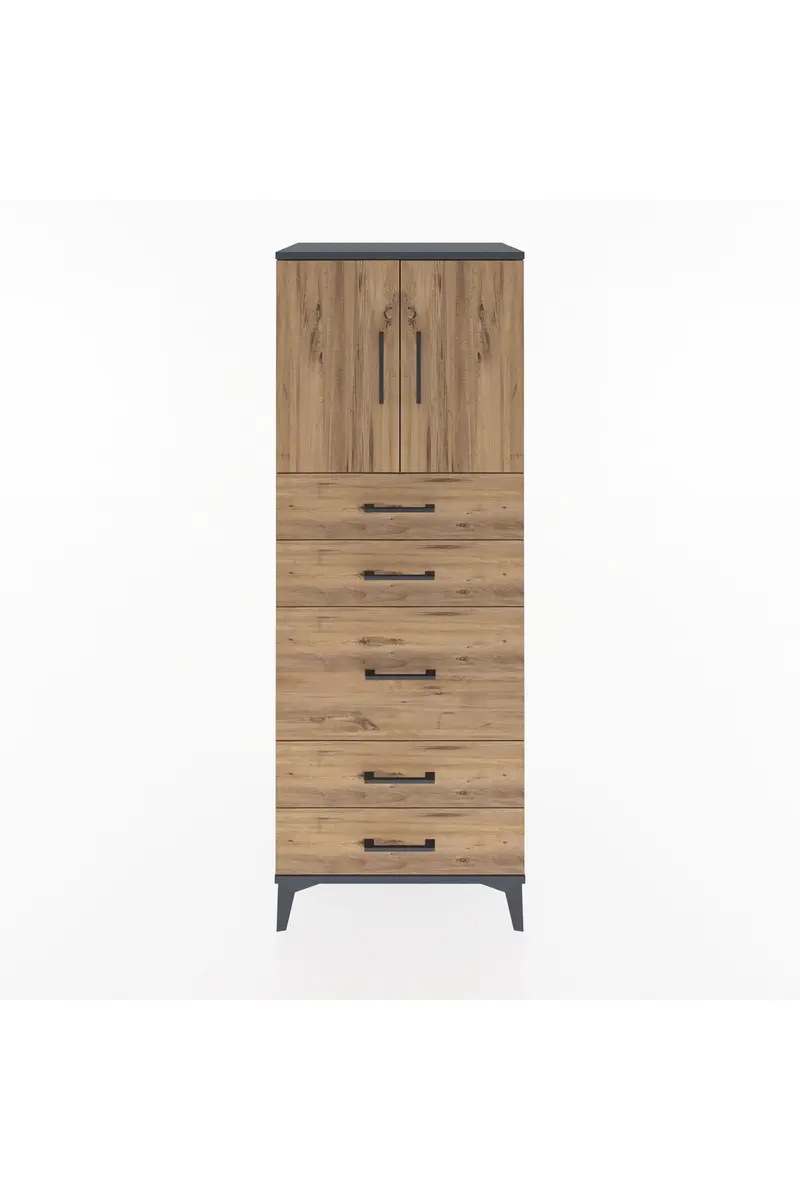 Hyperion Dolap 2 Raflı 5 Çekmeceli 2 Kapaklı 60x44x163
