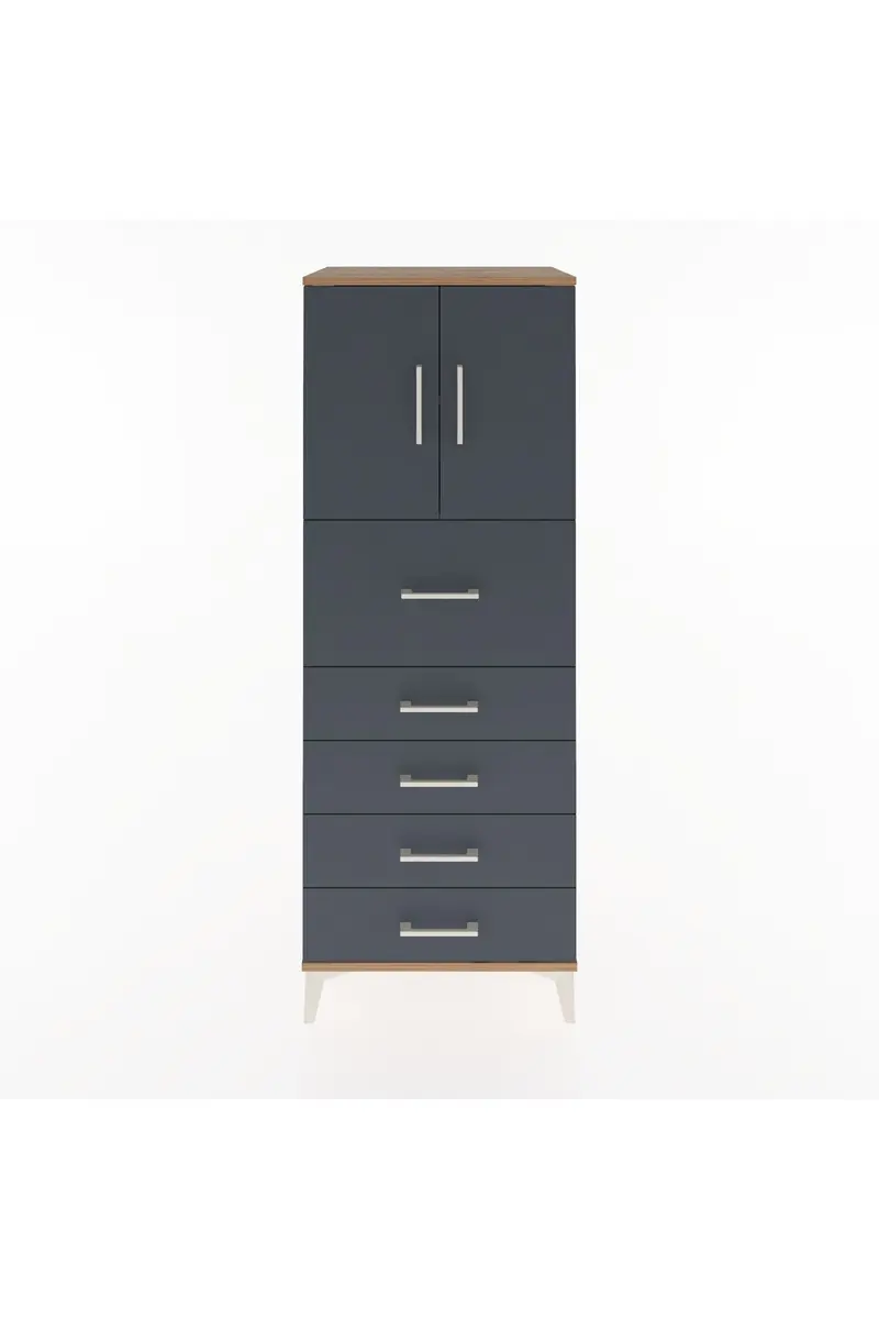 Hyperion Dolap 2 Raflı 5 Çekmeceli 2 Kapaklı 60x44x163