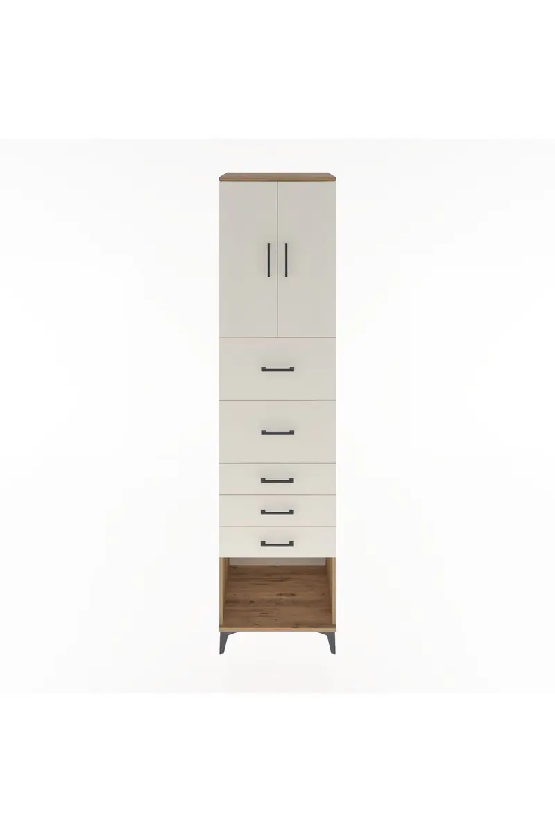 Hyperion Dolap 2 Raflı 5 Çekmeceli 2 Kapaklı 60x44x243