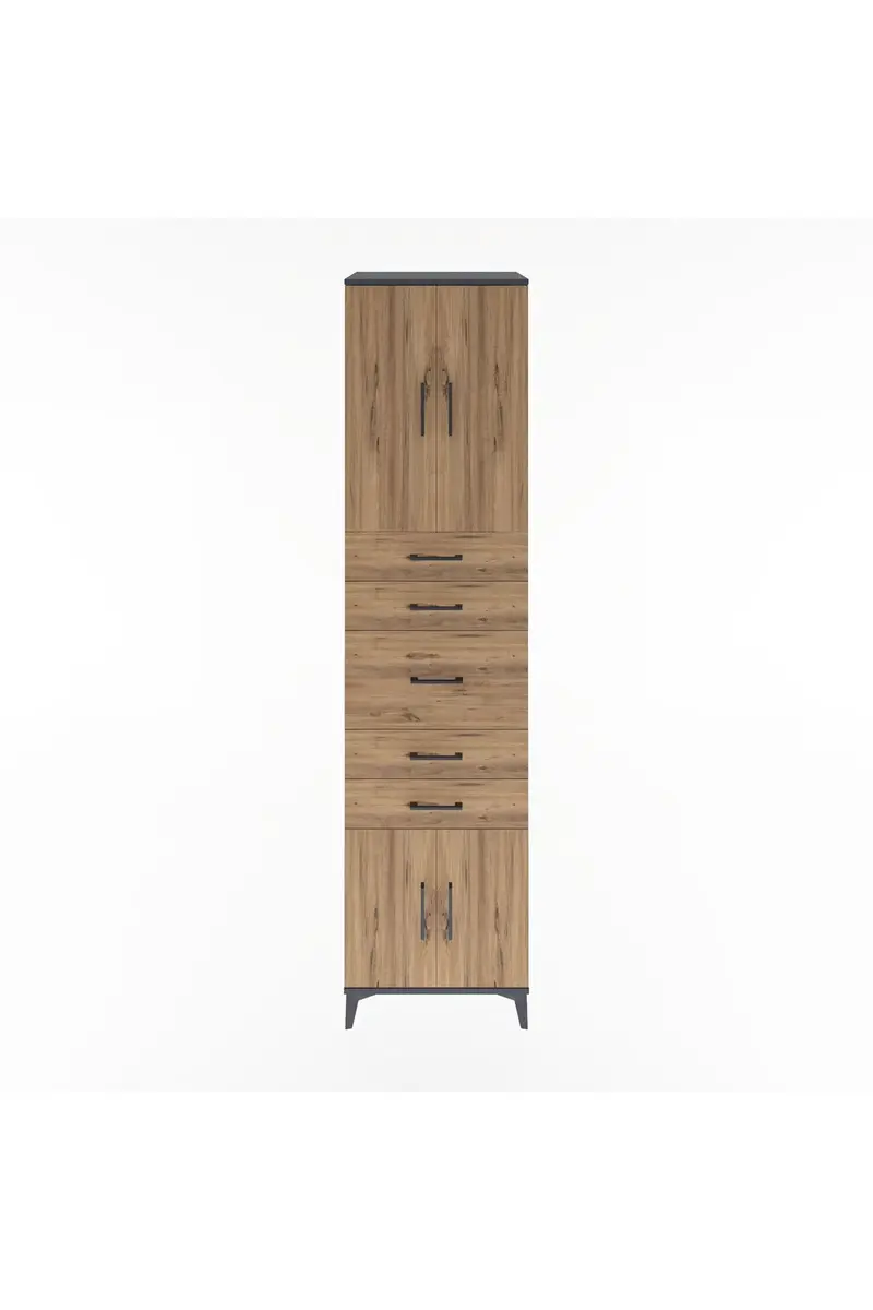 Hyperion Dolap 2 Raflı 5 Çekmeceli 4 Kapaklı 60x44x243