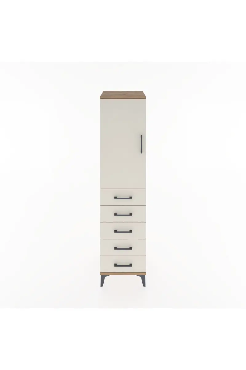 Hyperion Dolap 2 Raflı 5 Çekmeceli Tek Kapaklı 44x44x182