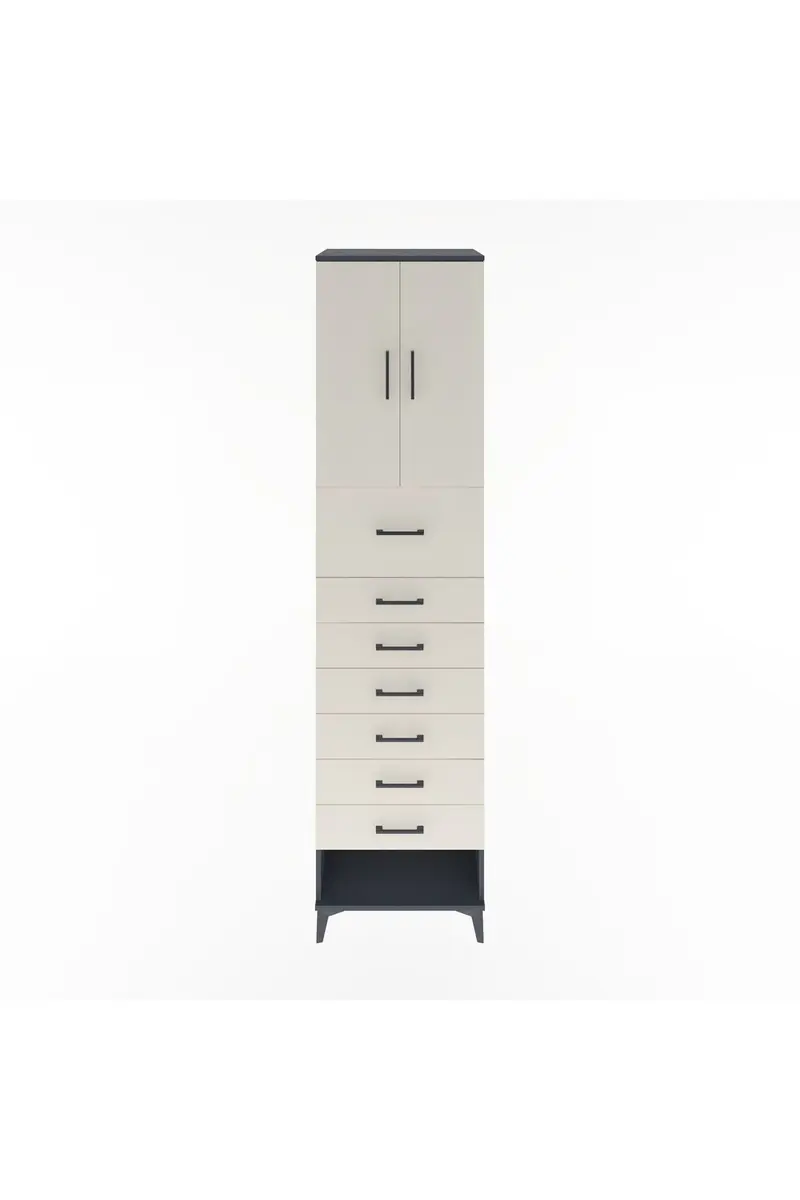 Hyperion Dolap 2 Raflı 7 Çekmeceli 2 Kapaklı 60x44x243